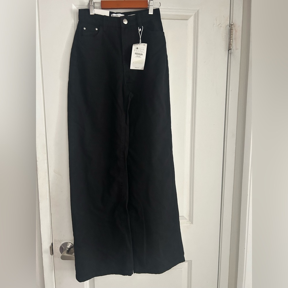 Bershka Black Wide Leg Pants